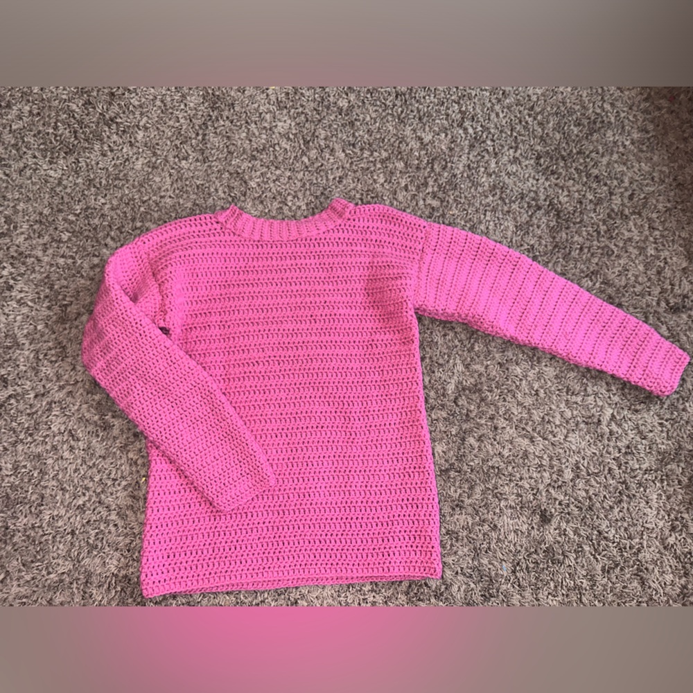 handmade crochet sweater women Pink Size S/M Vintage One Of A Kind